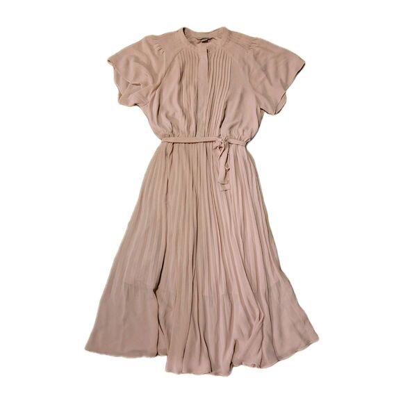 Large H&M Pintuck Pleated Dress Pink Blush Preppy Flutter Swiftie Taylor Raglan - Picture 9 of 9
